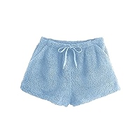 SweatyRocks Women's Casual Fuzzy Pajama Shorts Fleece Lounge Short